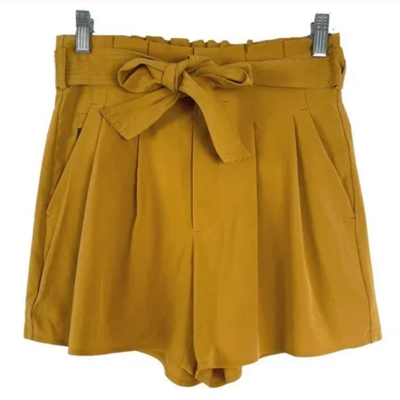 Athleta Skyline Short Mustard Yellow Tie Front Women's Size 12 - Picture 2 of 6
